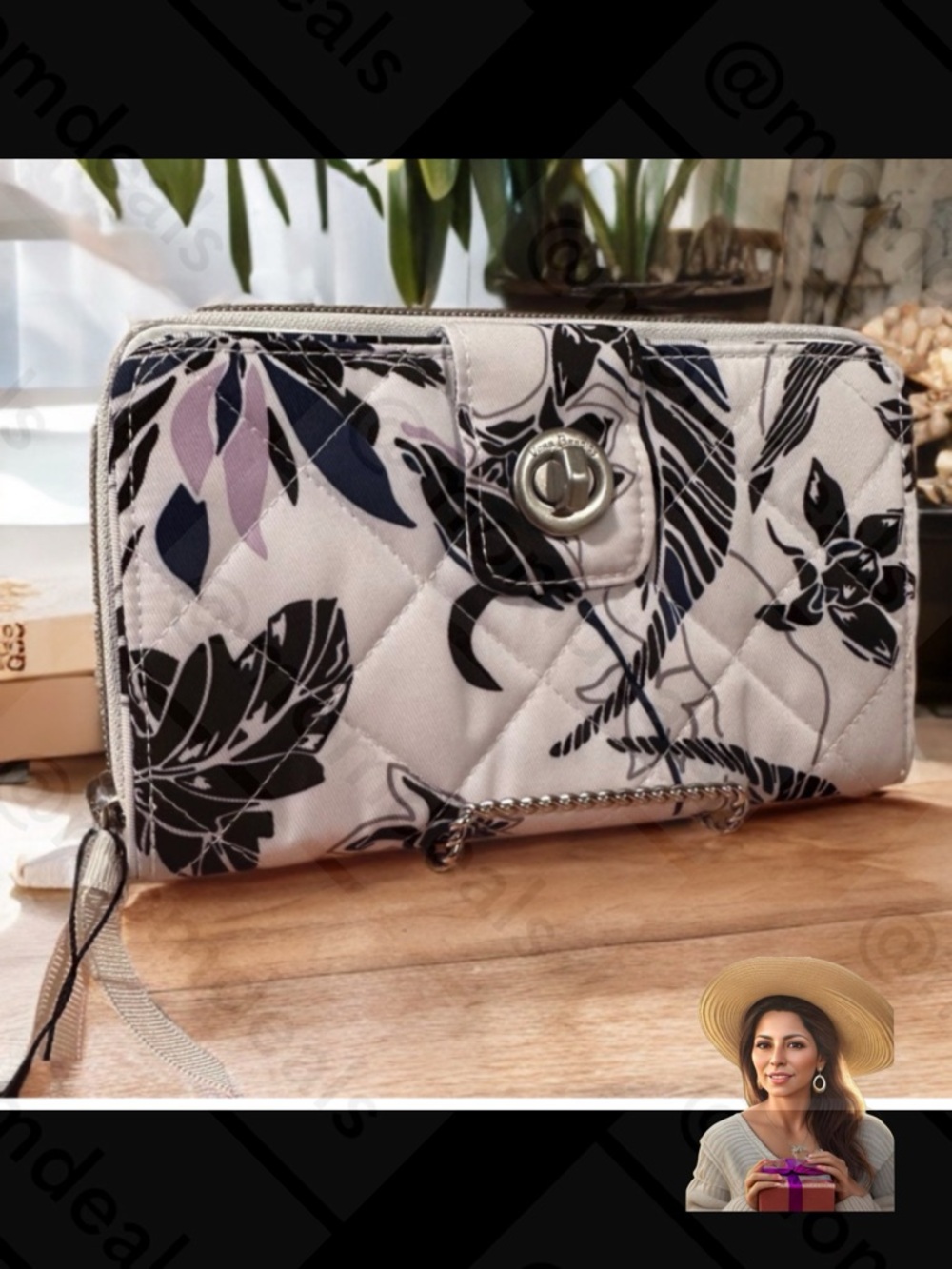 Vera Bradley RFID Turnlock & Zip Wallet - Twilight Garden Performance Twill NWT